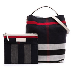 Medium Mega Check Canvas Ashby Bucket Bag