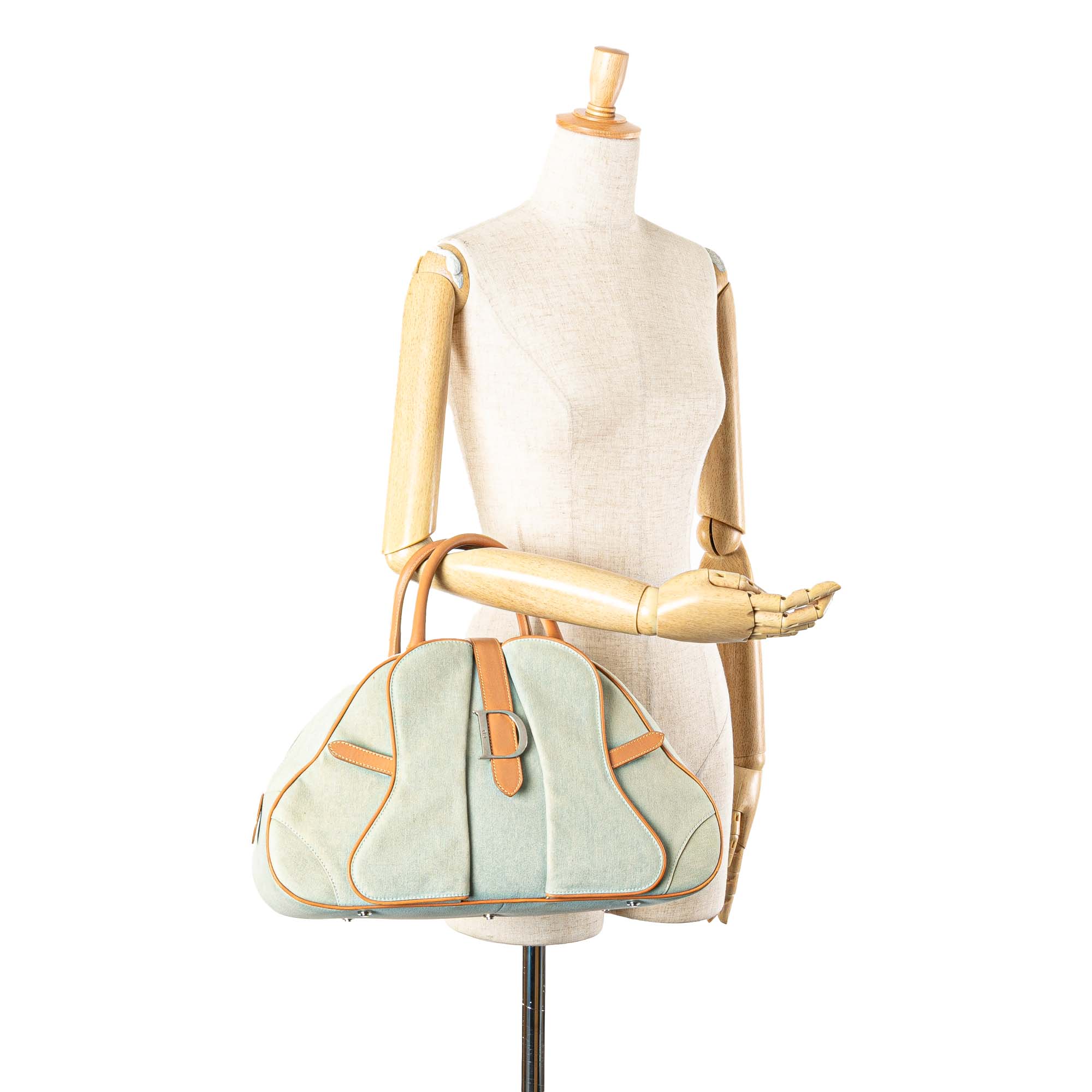 Denim Double Saddle Bowler Bag