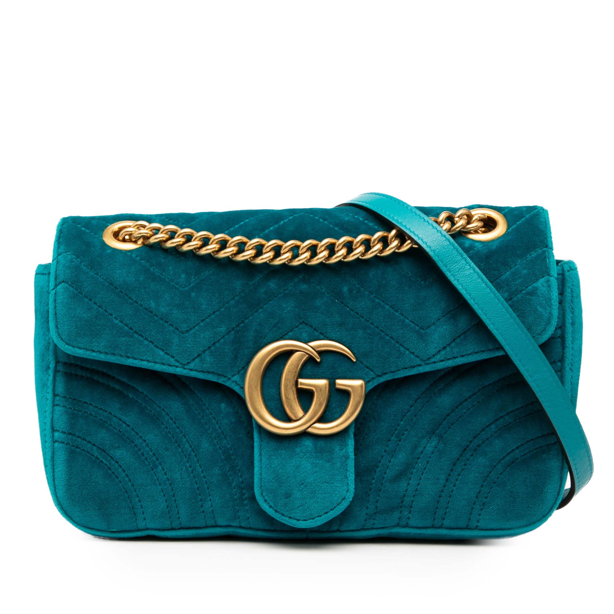 Medium GG Marmont Matelasse Velvet Shoulder Bag