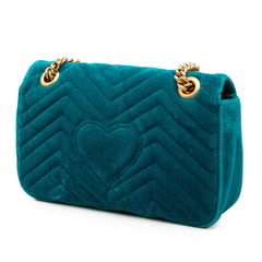 Medium GG Marmont Matelasse Velvet Shoulder Bag