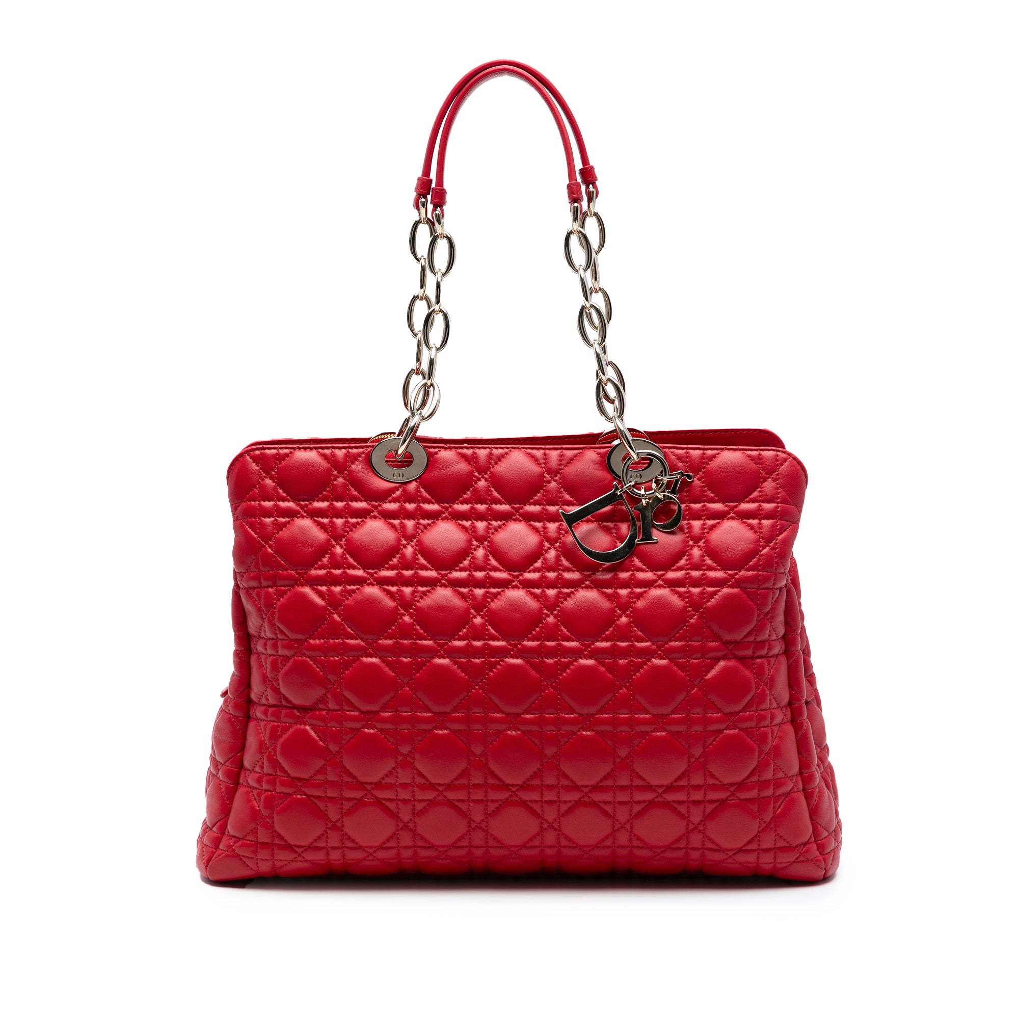 Large Lambskin Cannage Soft Zipped Lady Dior Shopping Tote