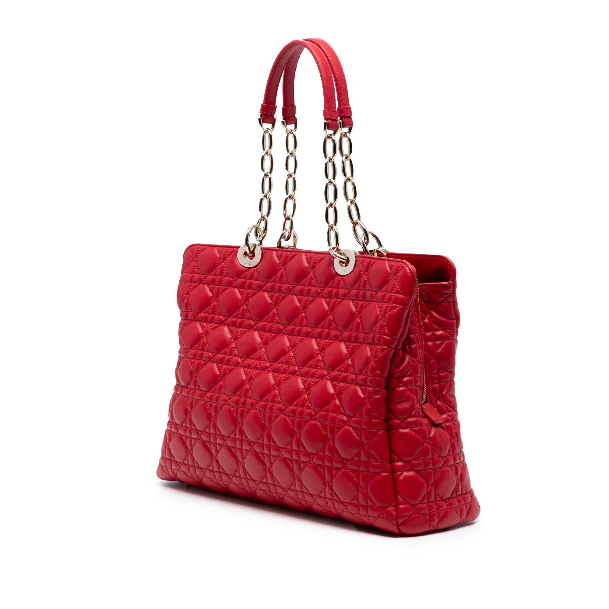 Large Lambskin Cannage Soft Zipped Lady Dior Shopping Tote