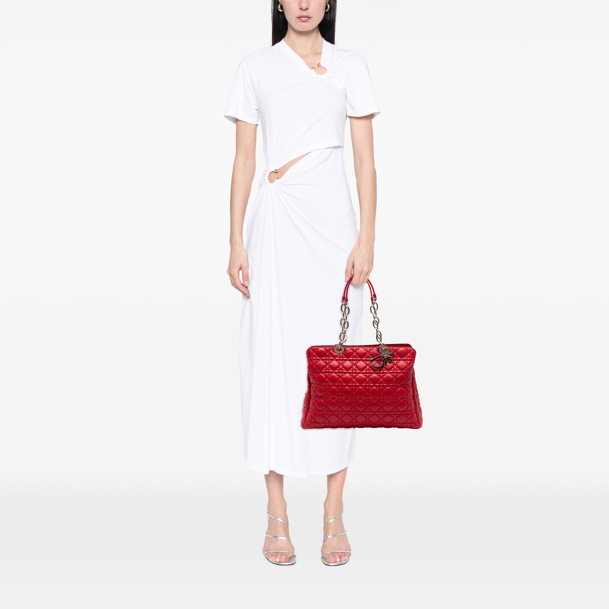 Large Lambskin Cannage Soft Zipped Lady Dior Shopping Tote