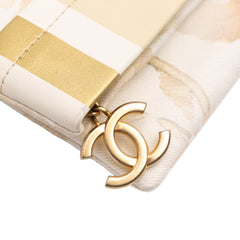 XL Printed Canvas and Striped Lambskin Foldover Clutch