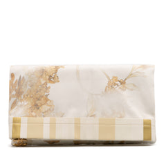 XL Printed Canvas and Striped Lambskin Foldover Clutch