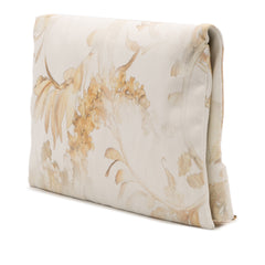 XL Printed Canvas and Striped Lambskin Foldover Clutch