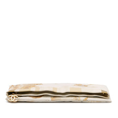 XL Printed Canvas and Striped Lambskin Foldover Clutch