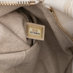 XL Printed Canvas and Striped Lambskin Foldover Clutch