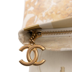 XL Printed Canvas and Striped Lambskin Foldover Clutch