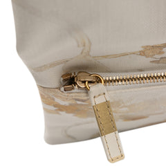 XL Printed Canvas and Striped Lambskin Foldover Clutch