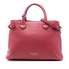 Medium Leather and House Check Banner Satchel