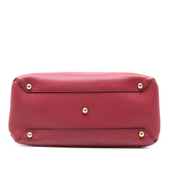 Medium Leather and House Check Banner Satchel