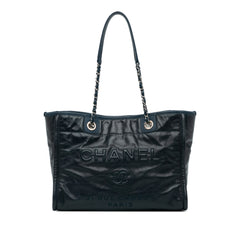 Small Glazed Calfskin and Caviar Deauville Tote