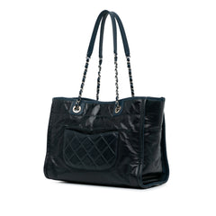 Small Glazed Calfskin and Caviar Deauville Tote