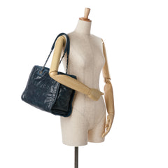 Small Glazed Calfskin and Caviar Deauville Tote