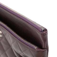 CC Quilted Lambskin Double Zip Clutch