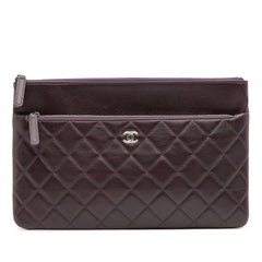CC Quilted Lambskin Double Zip Clutch