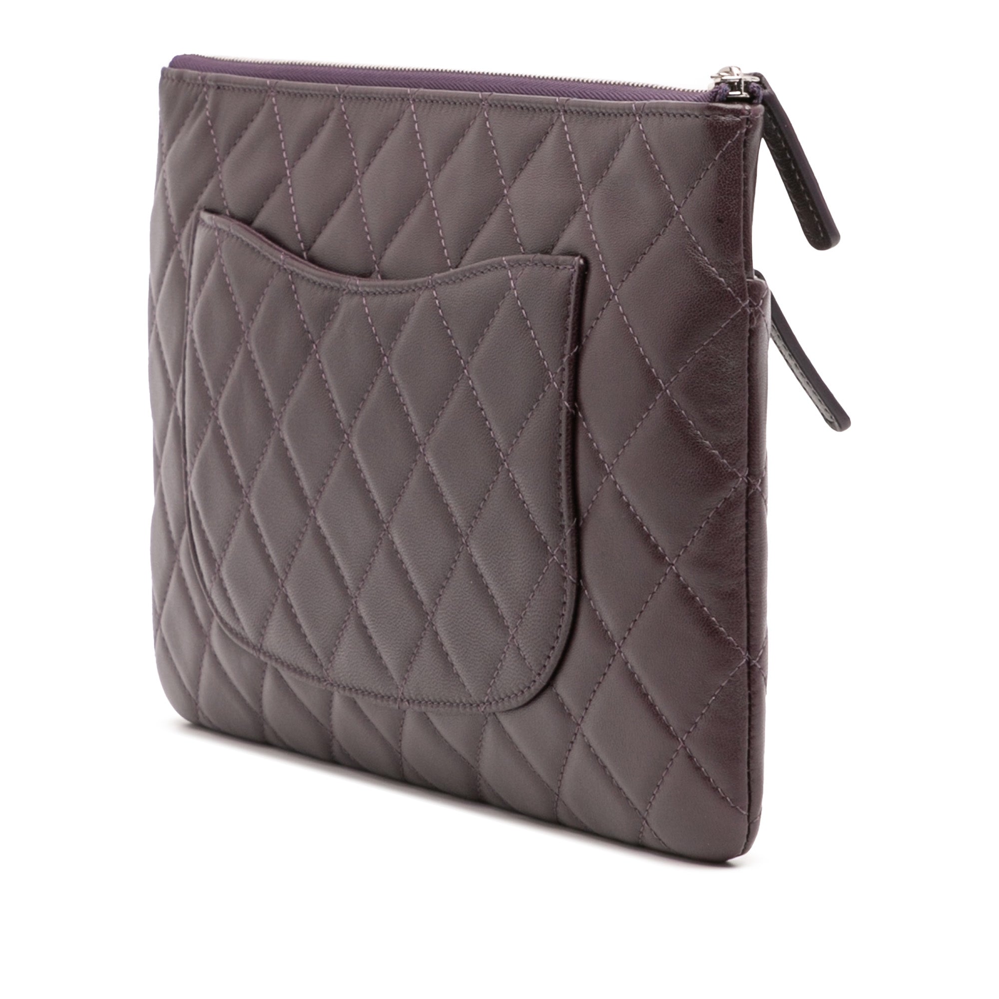 CC Quilted Lambskin Double Zip Clutch