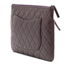 CC Quilted Lambskin Double Zip Clutch