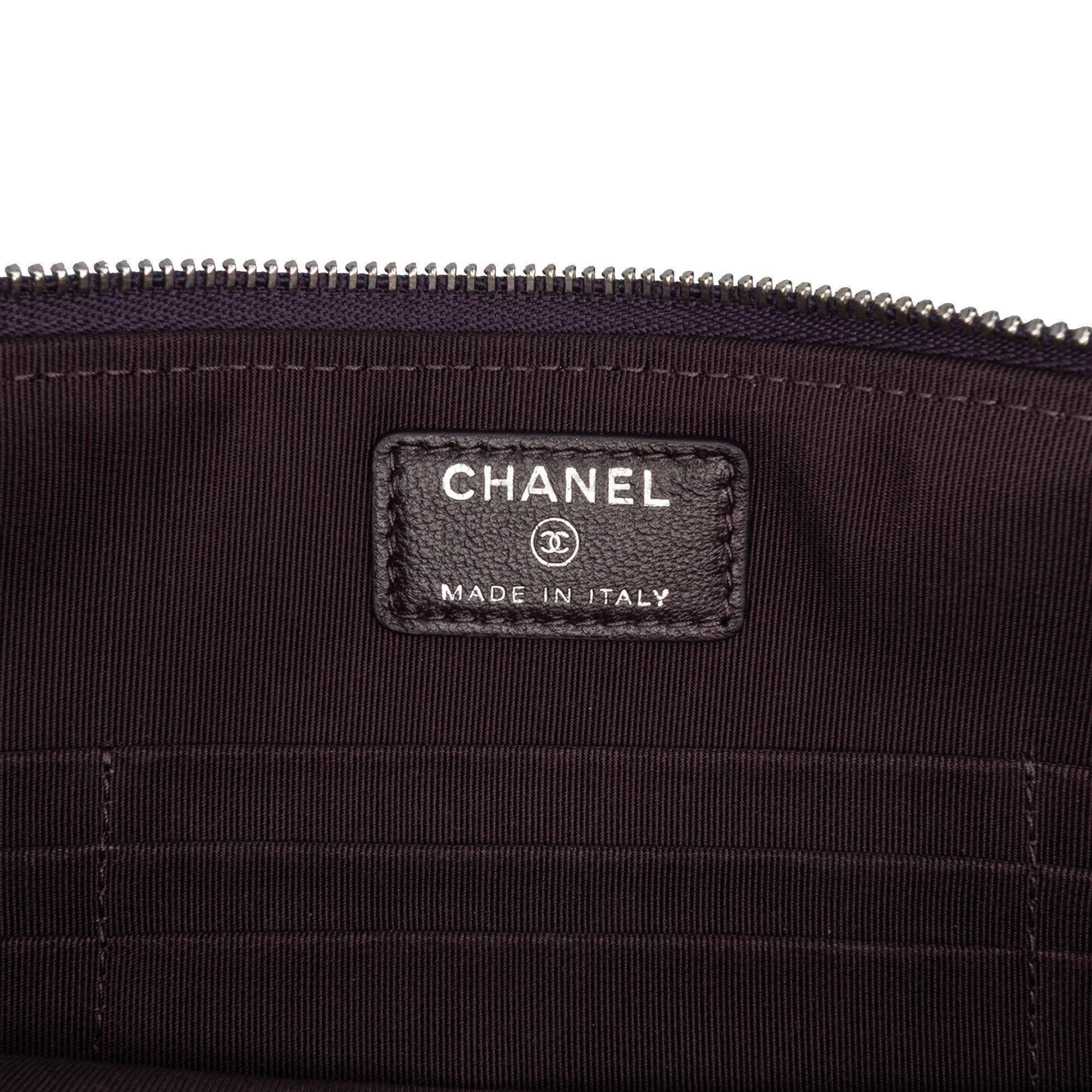 CC Quilted Lambskin Double Zip Clutch