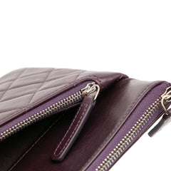 CC Quilted Lambskin Double Zip Clutch