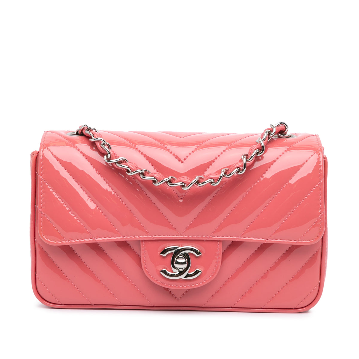 Mini Rectangular Classic Chevron Patent Single Flap