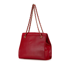 CC Caviar Turn Lock Chain Tote