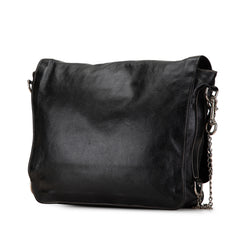 Leather Crest Chain Messenger Bag