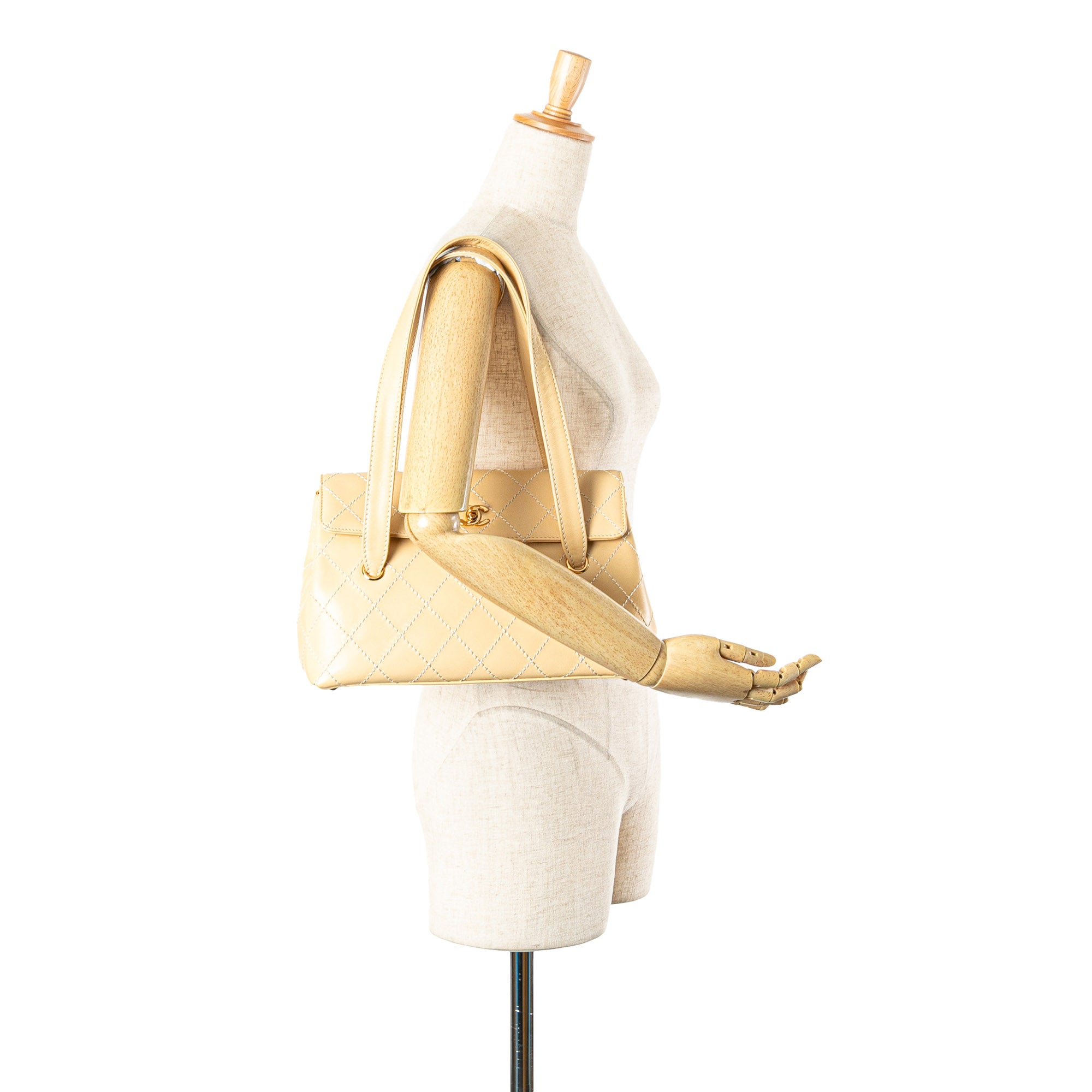 CC Calfskin Wild Stitch Flap Shoulder Bag