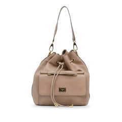 Calfskin Front Pocket Bucket Bag