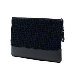 Large Tweed and Calfskin Embroidered Gabrielle O Case Clutch