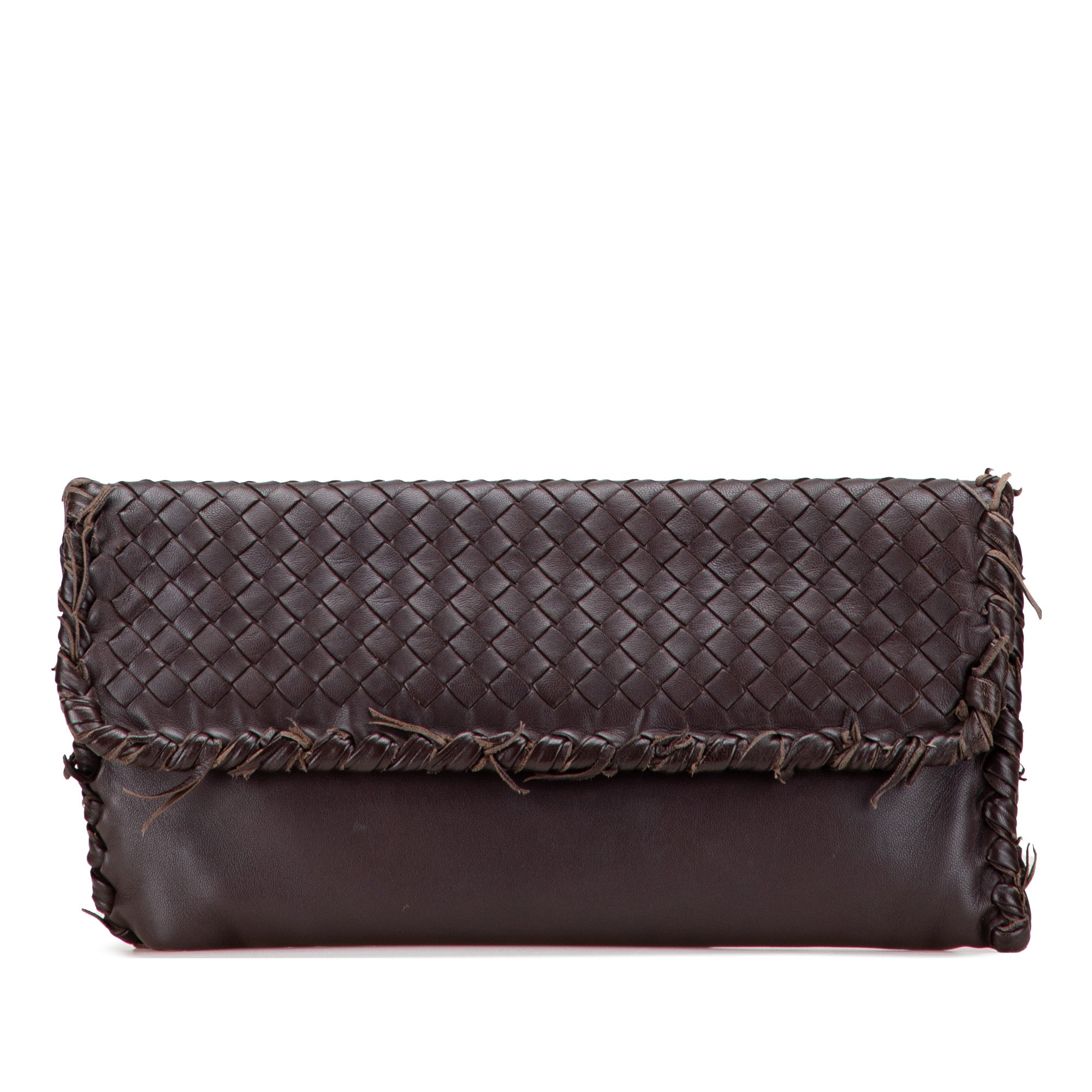 Nappa Intrecciato Fringe Flap Clutch