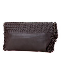 Nappa Intrecciato Fringe Flap Clutch