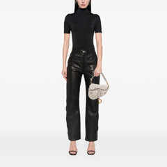 Oblique Embroidered Canvas Saddle Bag