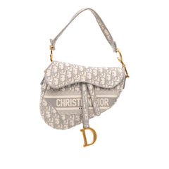Oblique Embroidered Canvas Saddle Bag