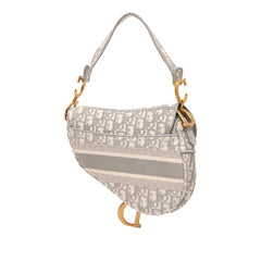 Oblique Embroidered Canvas Saddle Bag