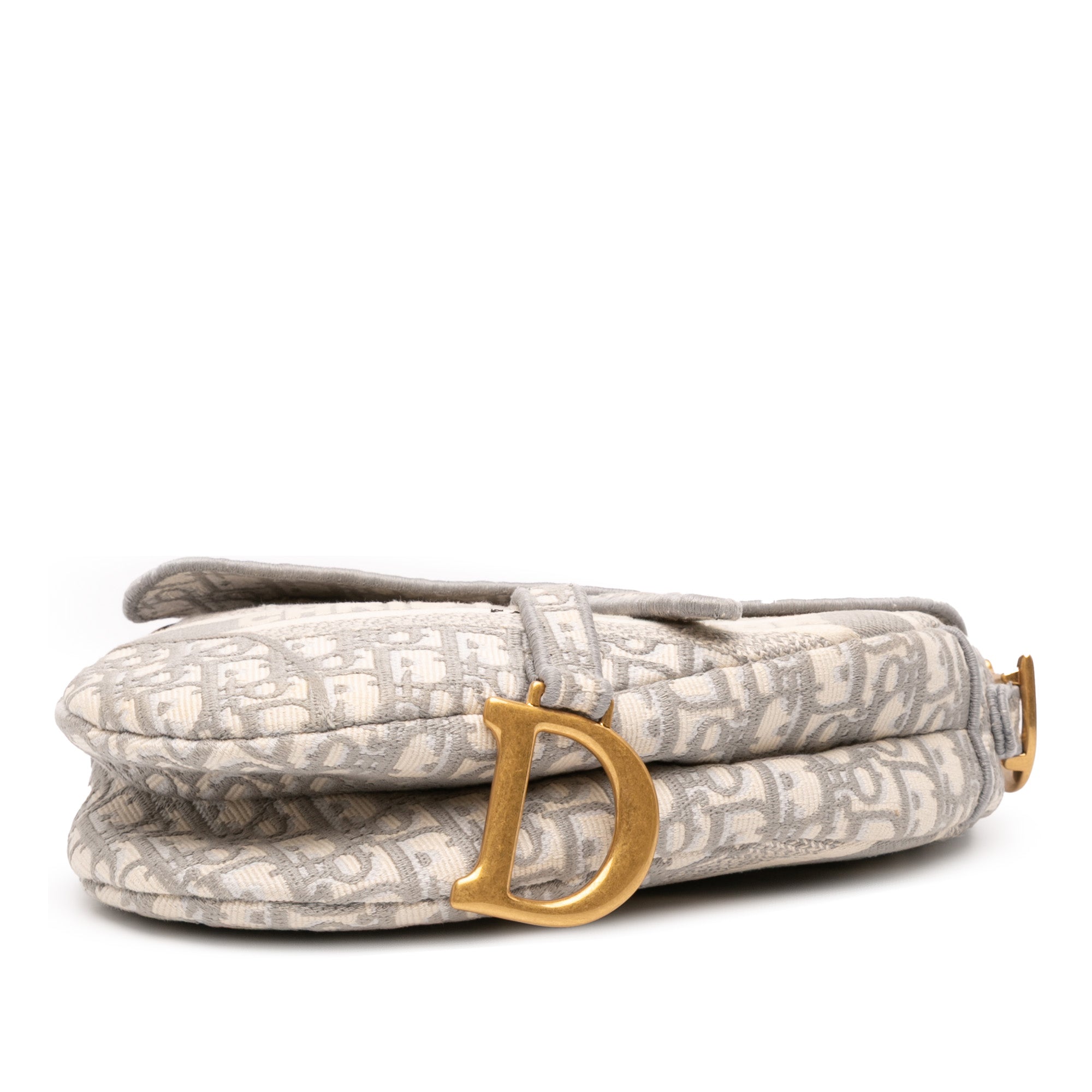 Oblique Embroidered Canvas Saddle Bag
