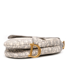Oblique Embroidered Canvas Saddle Bag