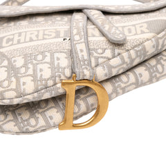 Oblique Embroidered Canvas Saddle Bag