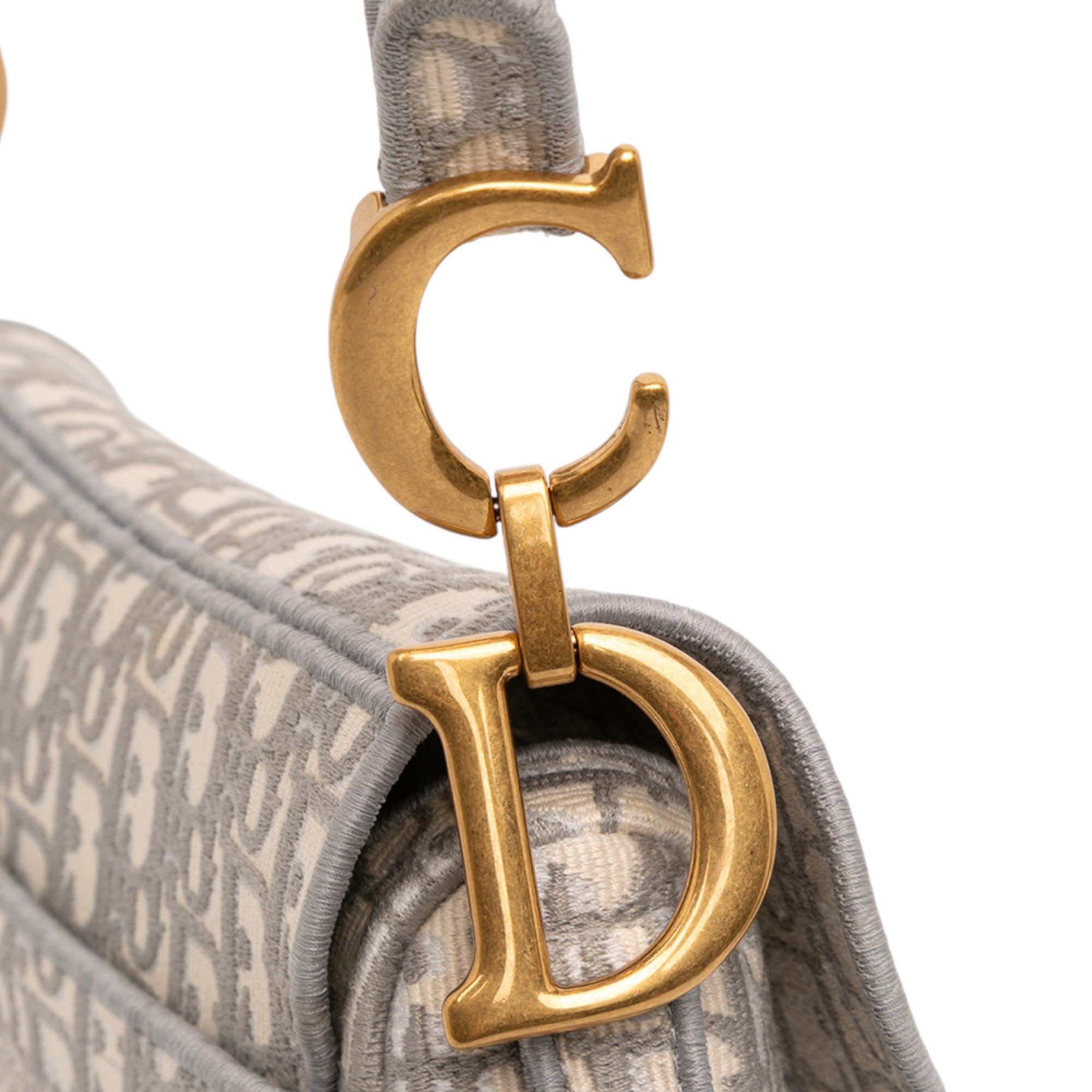 Oblique Embroidered Canvas Saddle Bag