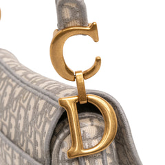 Oblique Embroidered Canvas Saddle Bag