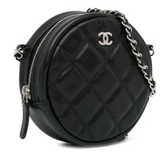 CC Quilted Caviar Round Clutch With Chain_1