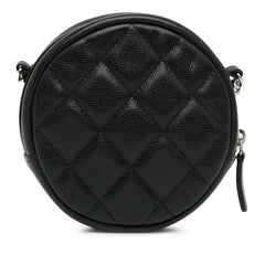 CC Quilted Caviar Round Clutch With Chain_3