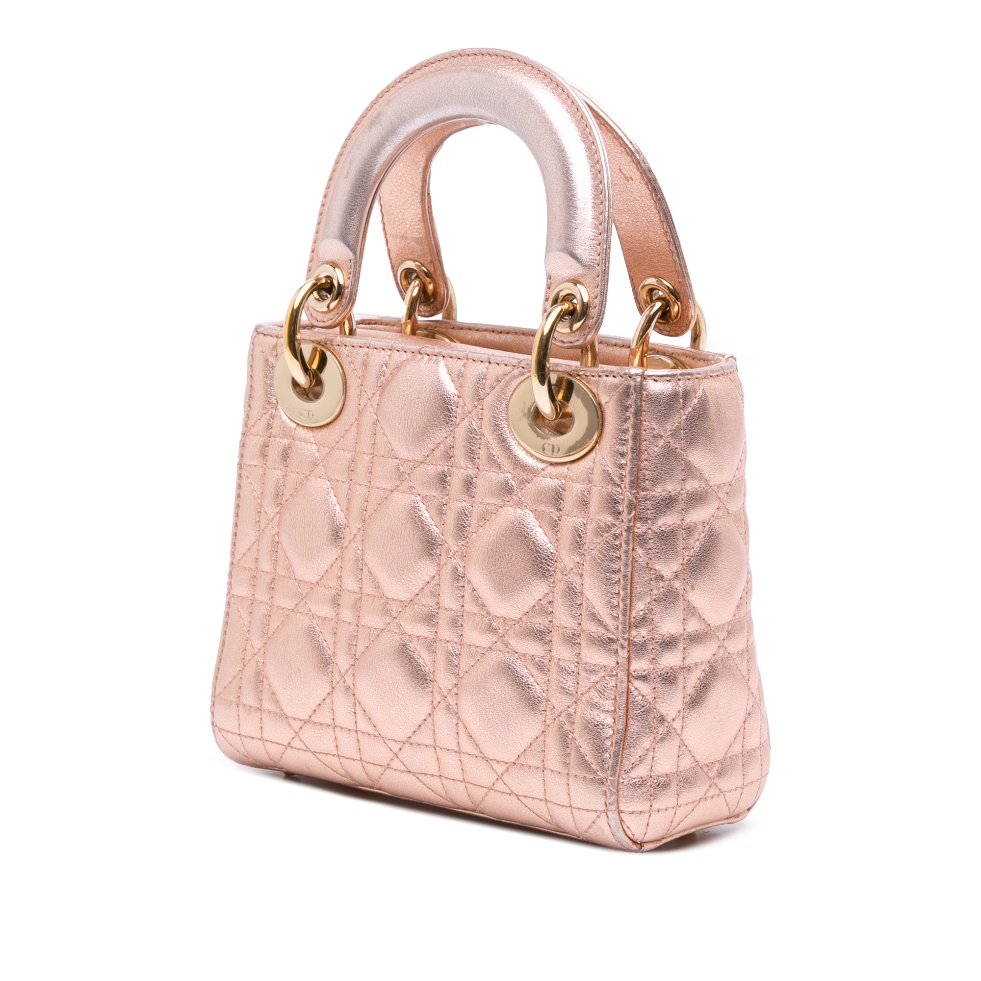 Mini Metallic Lambskin Cannage Lady Dior