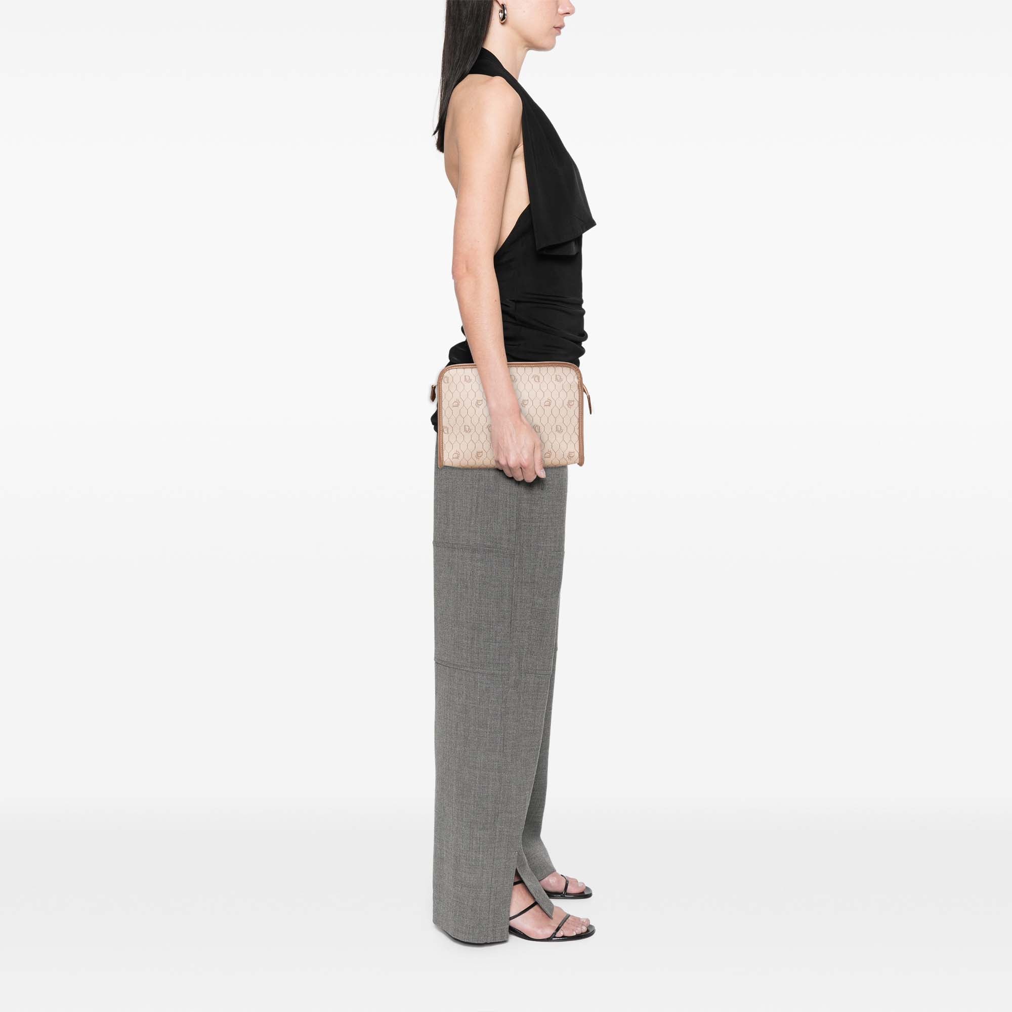 Honeycomb Coated Canvas Clutch