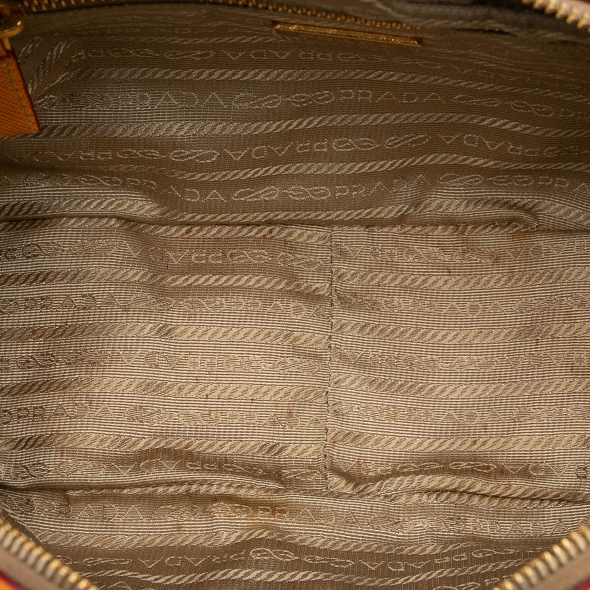 Small Saffiano Trimmed Canvas Grommet Bauletto Bag