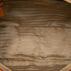 Small Saffiano Trimmed Canvas Grommet Bauletto Bag