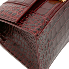 Small Croc Embossed Hourglass Top Handle Bag