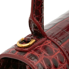 Small Croc Embossed Hourglass Top Handle Bag