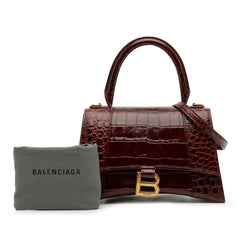 Small Croc Embossed Hourglass Top Handle Bag